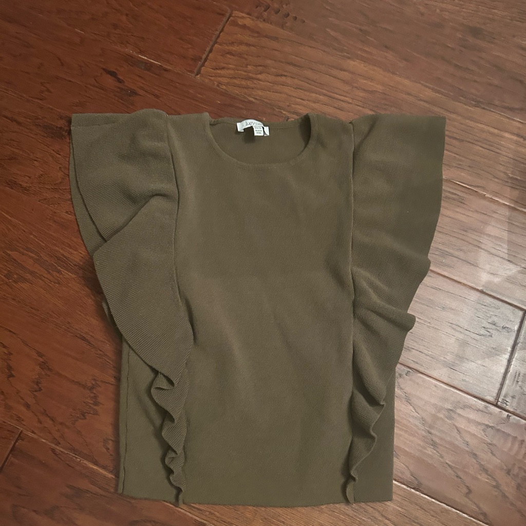 Lucy Paris Olive Green Flutter Sleeve Sweater Tank